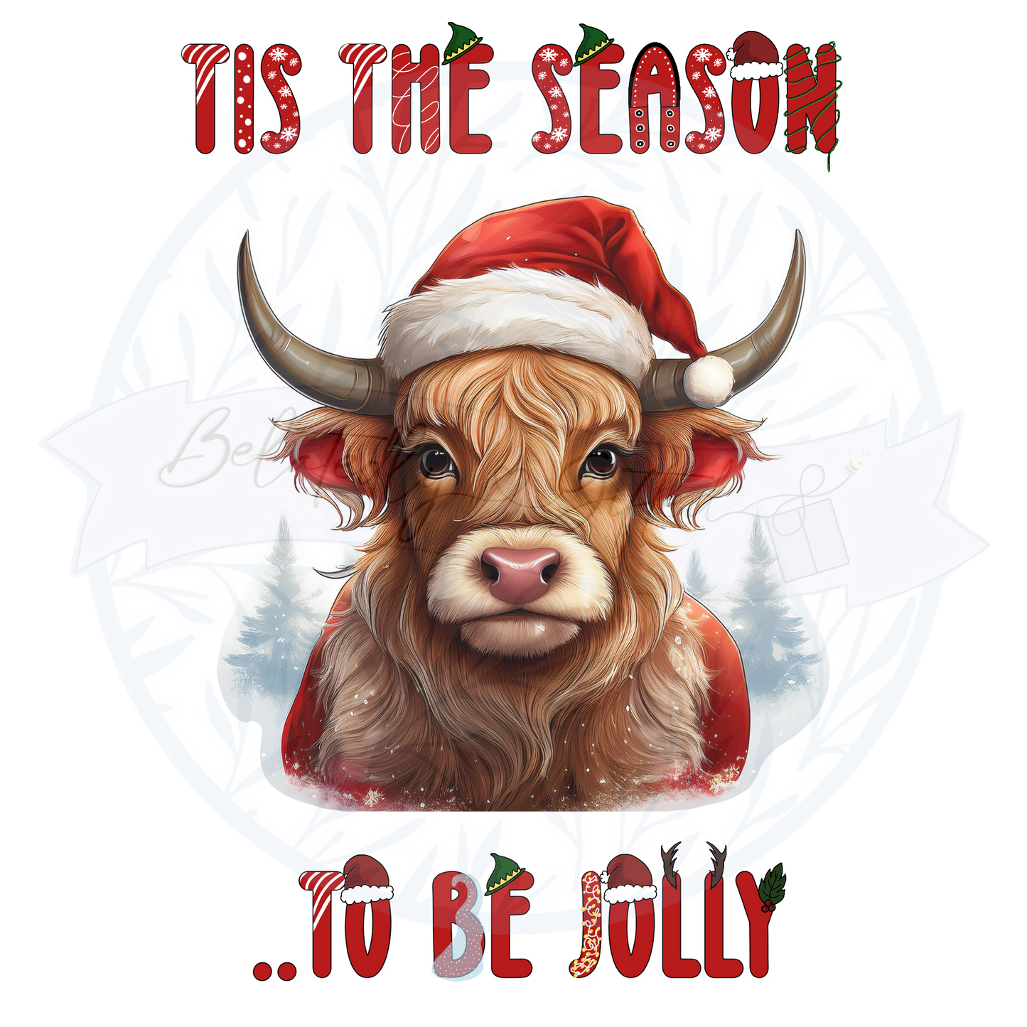 Tis The Season Highland Cow DTF